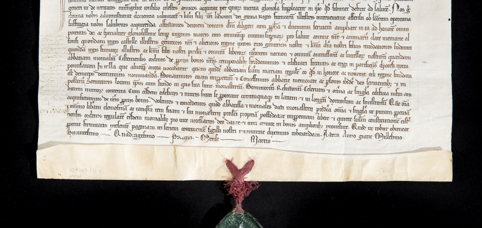 charte médiévale rédigée en latin en 1241 par Blanche de Castille , reine de France, pour en comprendre la structure et pour traduire en français le texte de fondation de l'abbaye royale de Maubuisson, à Saint-Ouen-l'Aumône.