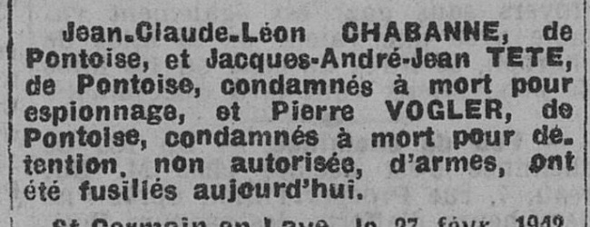 Avis d'exécution paru dans la Tribune de Seine-et-Oise